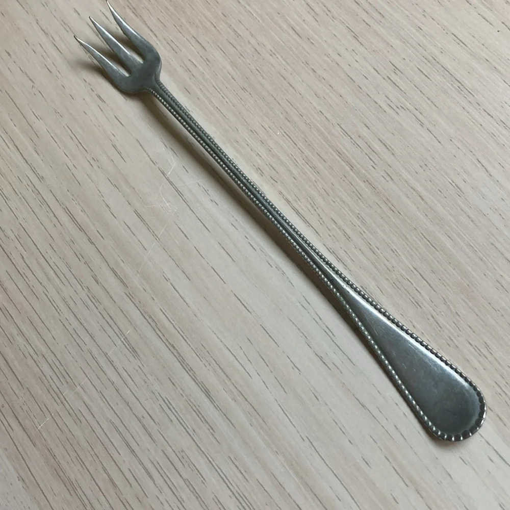Vintage So. Am. Silver Solid D-1 South American Silver Company Long Pickle Fork